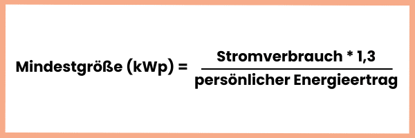 Formel zur Bestimmung der Größe der PV-Anlage
