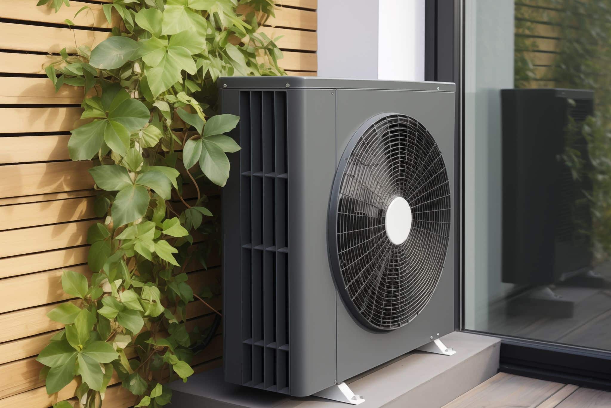 Luft-Wasser-Wärmepumpe auf Terrasse
