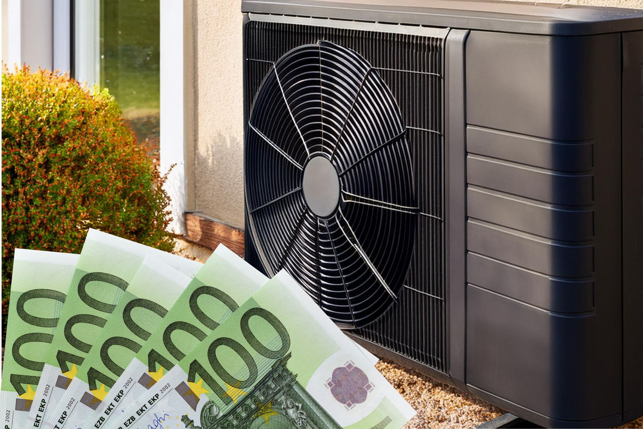 Wärmepumpe mit Euro-Scheinen