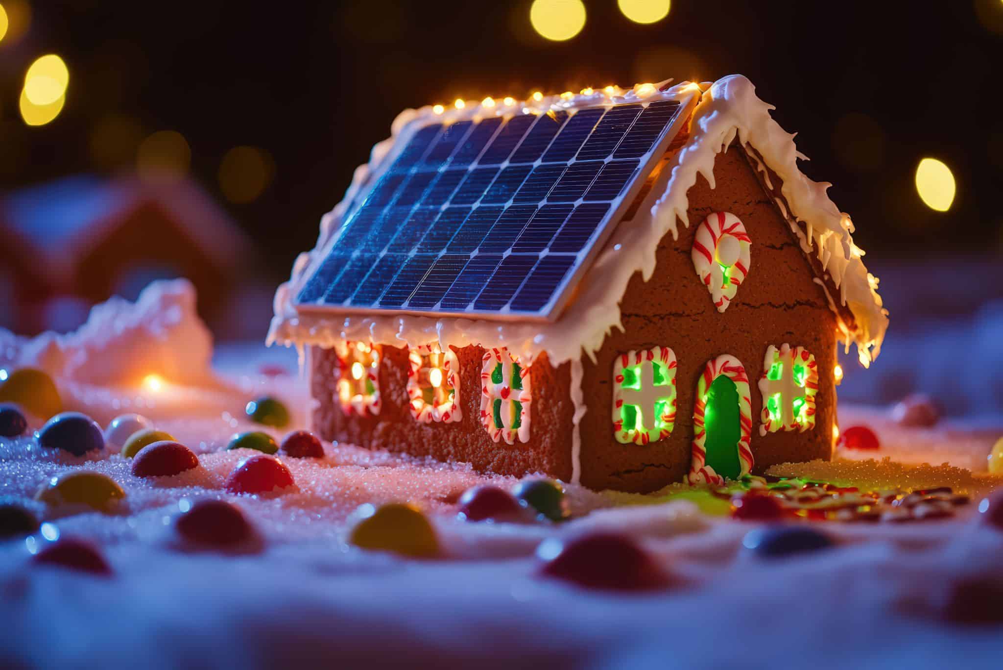 Lebkuchenhaus mit Solarmodulen