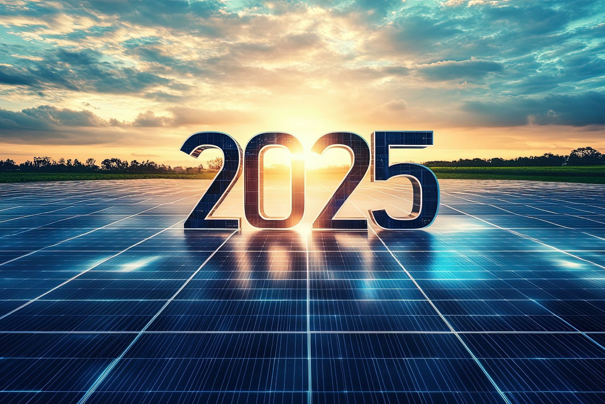 Die Zahl 2025 aus Solarmodulen