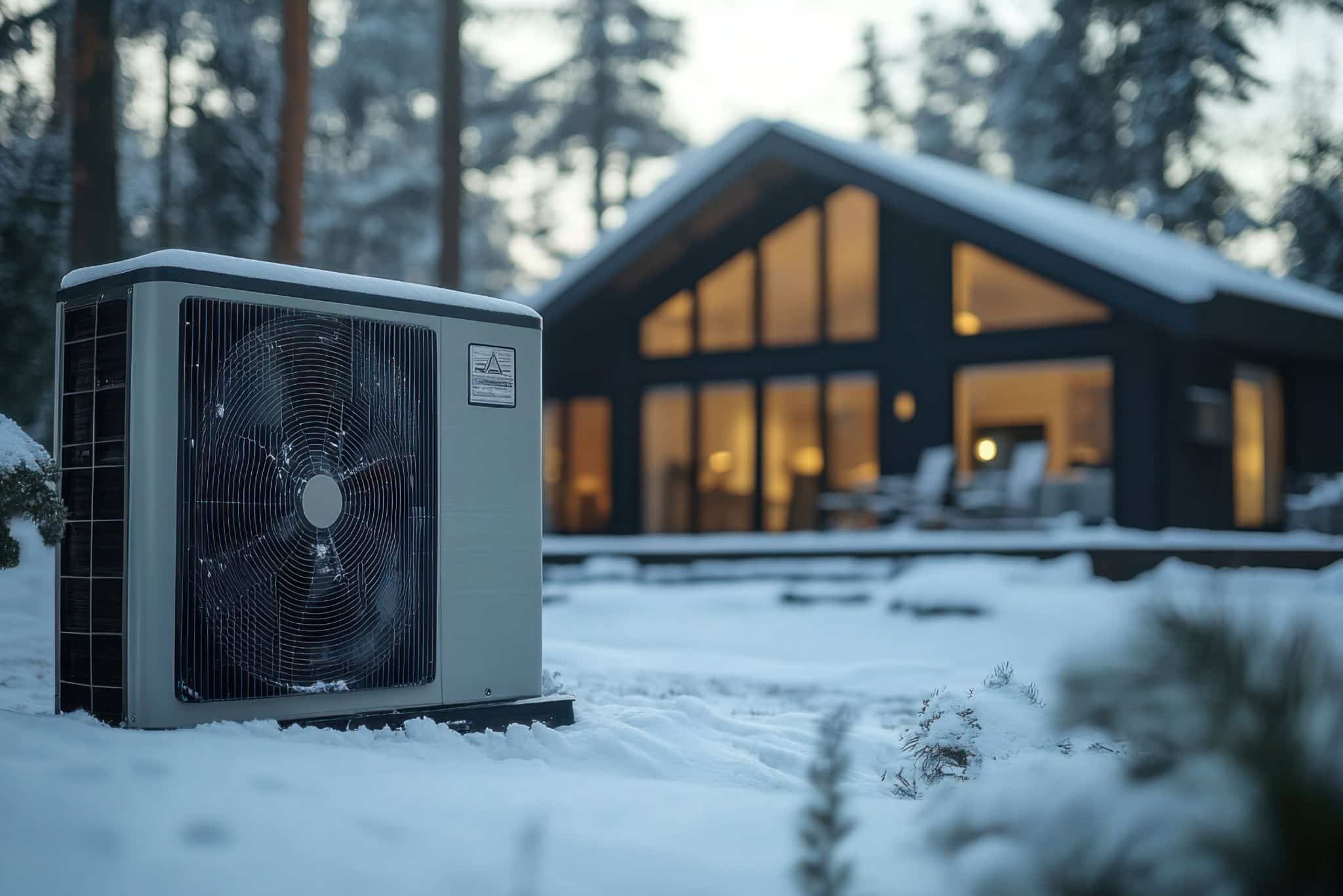 Wärmepumpe im Schnee