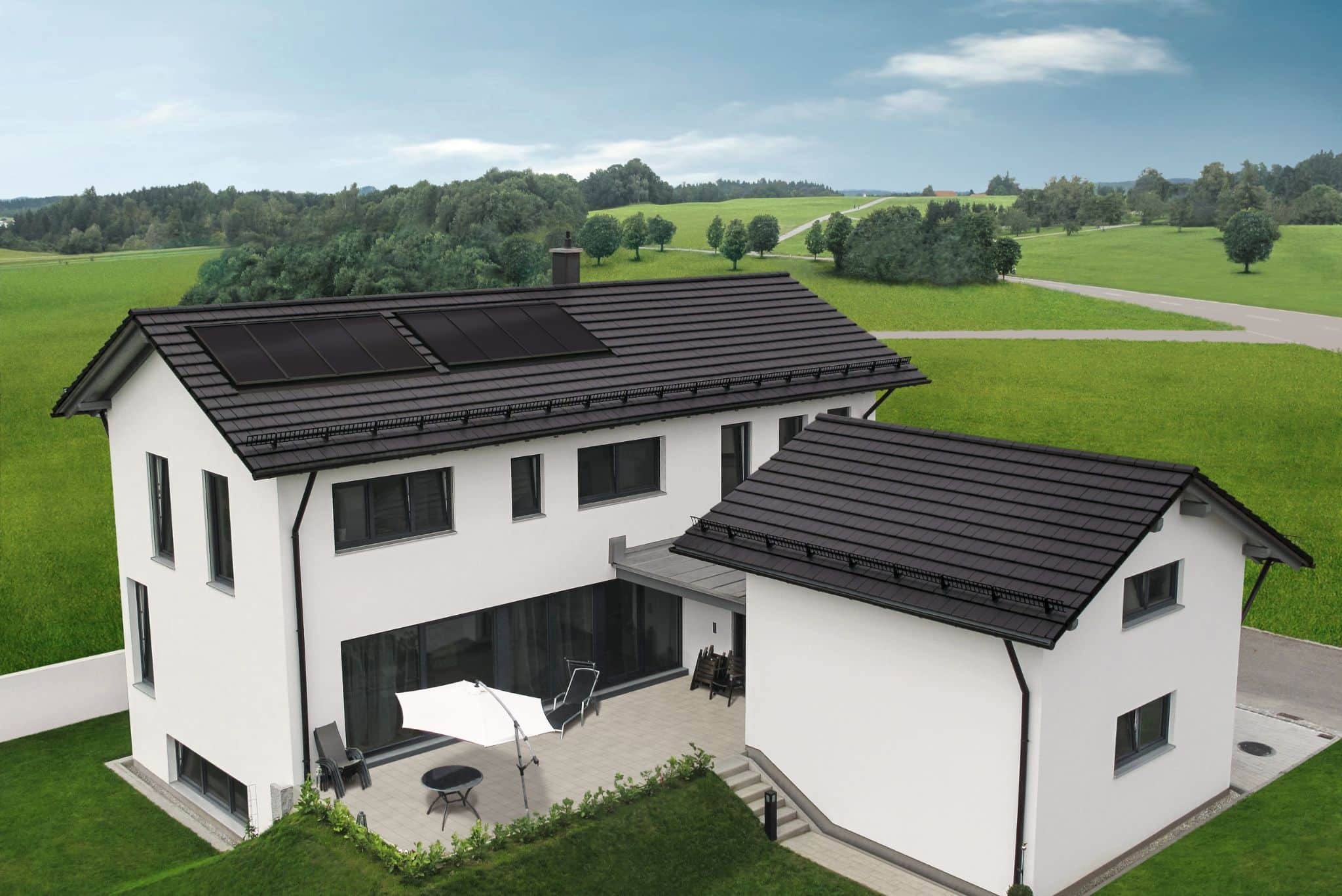 BRAAS PV Indax4 Haus mit BRAAS PV Indax Solarmodulen